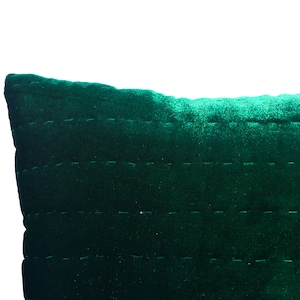 Green Velvet Pillow, Emerald Green Pillow Cover, Euro Shams, Green Bedding, Pick Stitch Pillow Covers Quilted Shams
