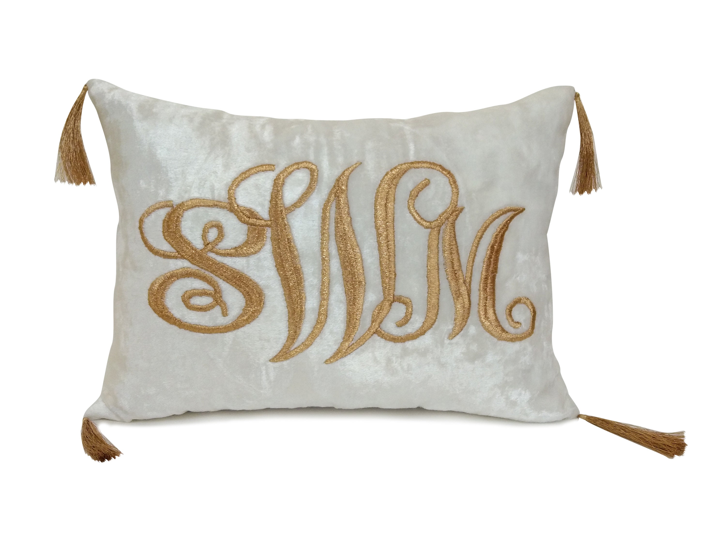 Monogram Pillow Cover or DIY Iron on for pillows, Gold Monogram
