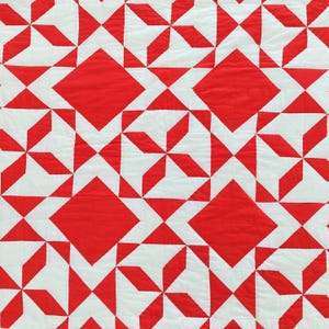 Red White Patchwork Quilt, Handmade Pick Stitch Cotton Quilt, Traditional Patchwork All Season Quilt Sham, Bedspread In Multiple Sizes