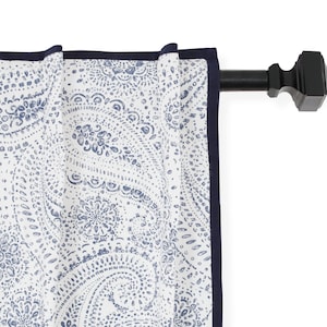 Cortina Paisley, Cortinas Paisley Azul e Brancas, Cortina de Algodão Misto, Cortina e Cortinas para Quarto, Cortinas para Sala de Estar, Cortinas Extra Longas
