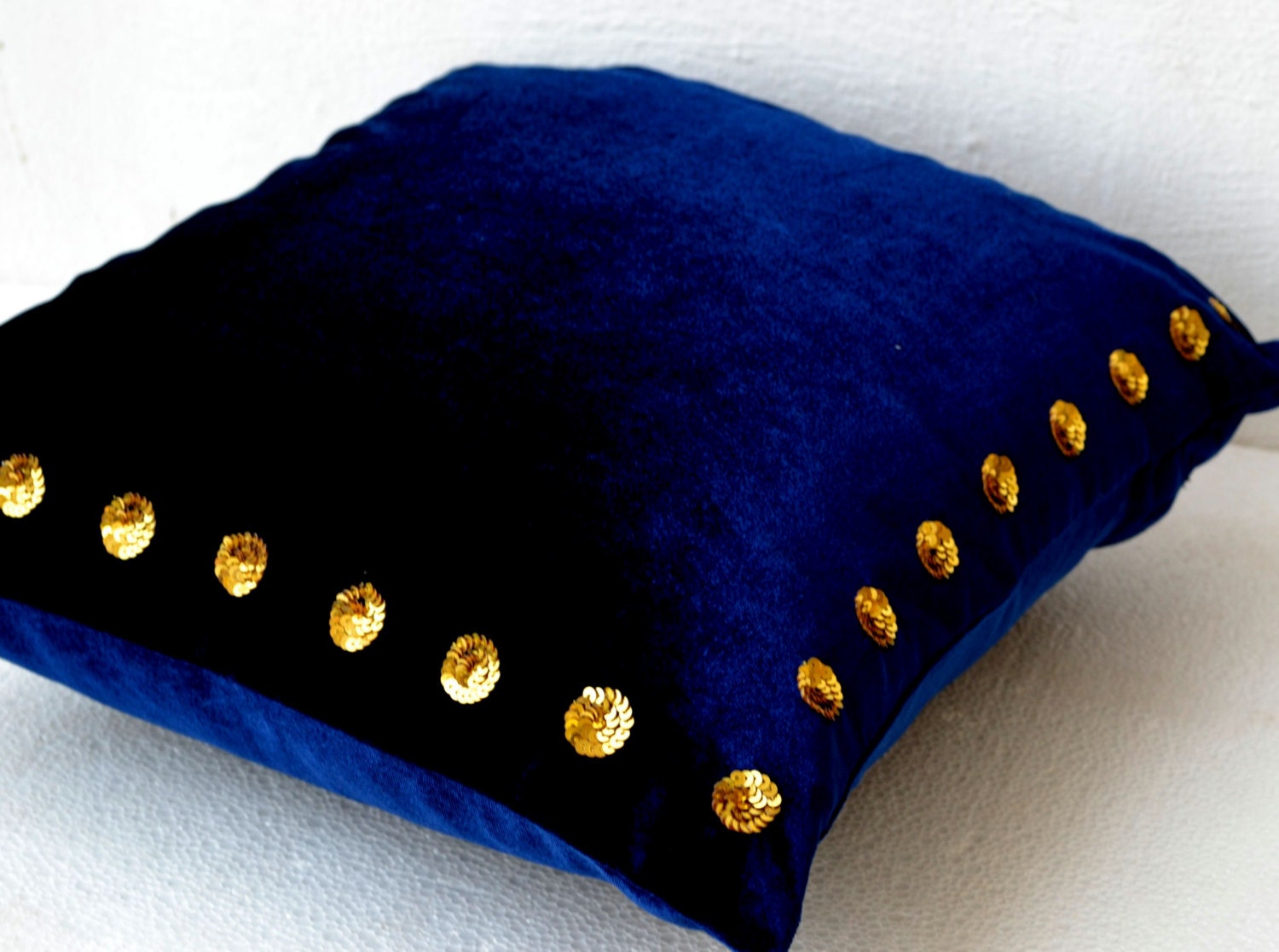 Navy Velvet Pillow Gold Accent Pillow Gold sequin pillow Etsy