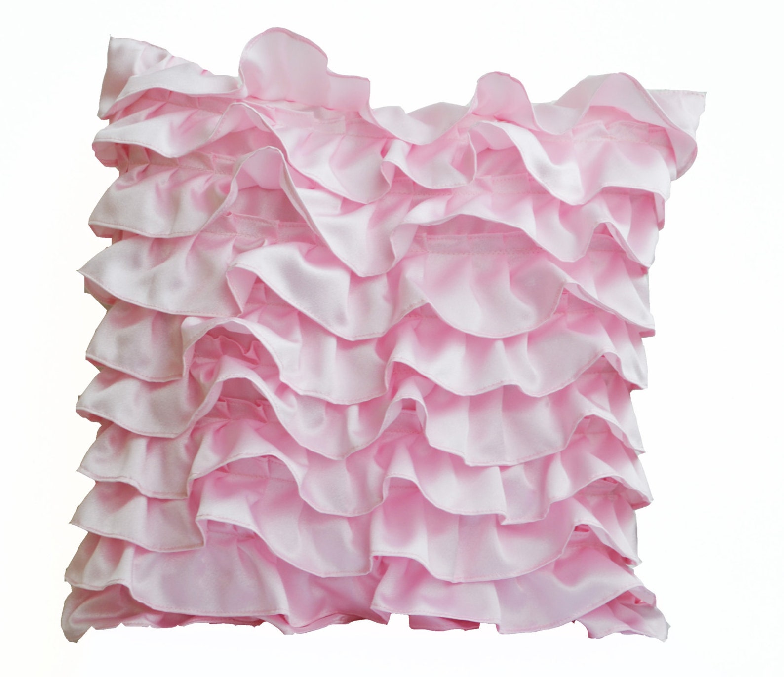 Soft Pink Pillow Covers Satin Ruffle Pillow Throw Pillow | Etsy