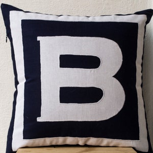 Monogram Pillow Cover, Cotton Anniversary Gift For Him, Nursery Boy Pillows, Monogrammed Pillow, Baby Shower, Birthday Housewarming Gift