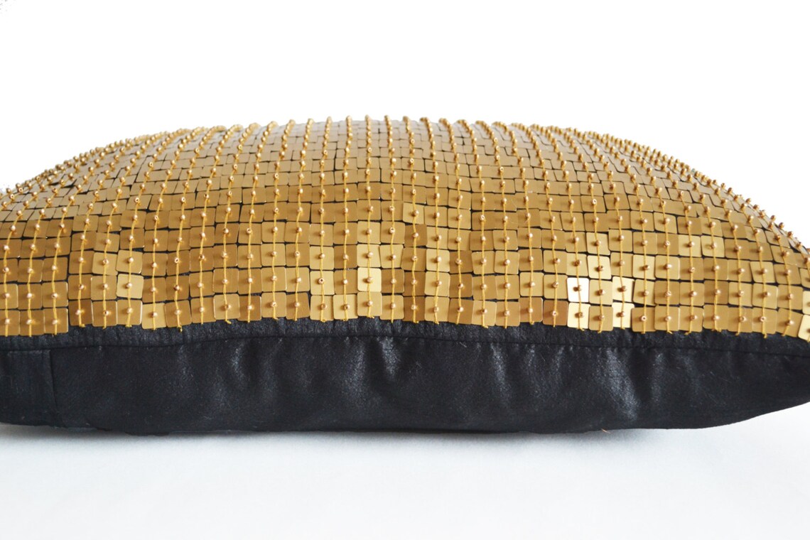 Gold Sequin Pillow Gold Accent Throw Pillow Gold Decor Gold Etsy