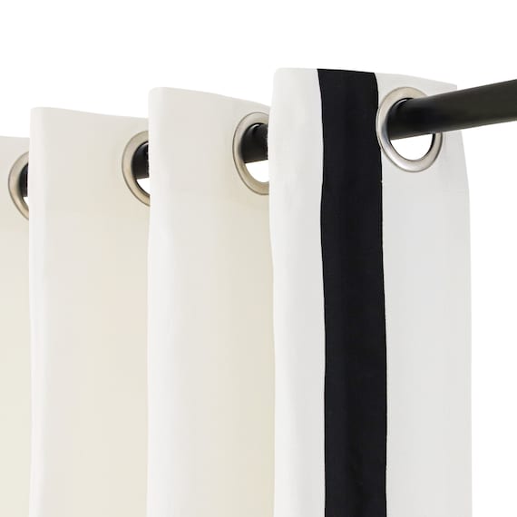 Ivory Shower Curtain With Black Trim Cotton Shower Curtain Custom Shower Curtain Extra Long Shower Curtains Extra Wide Shower Curtains Etsy