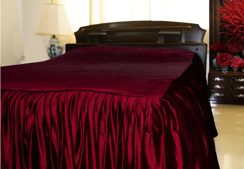 Velvet Bedspread Velvet Bedding Ruffled Bedspread Queen Bed Etsy
