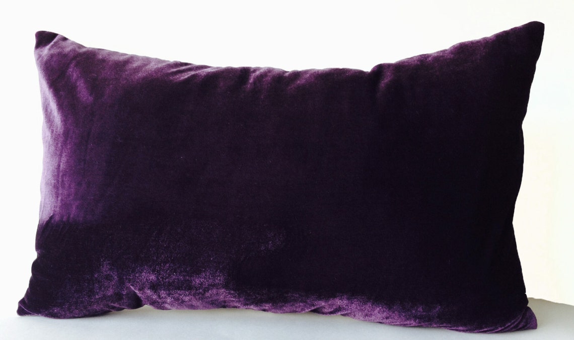 Velvet Lumbar Pillow Purple Velvet Pillow Cover Purple Etsy