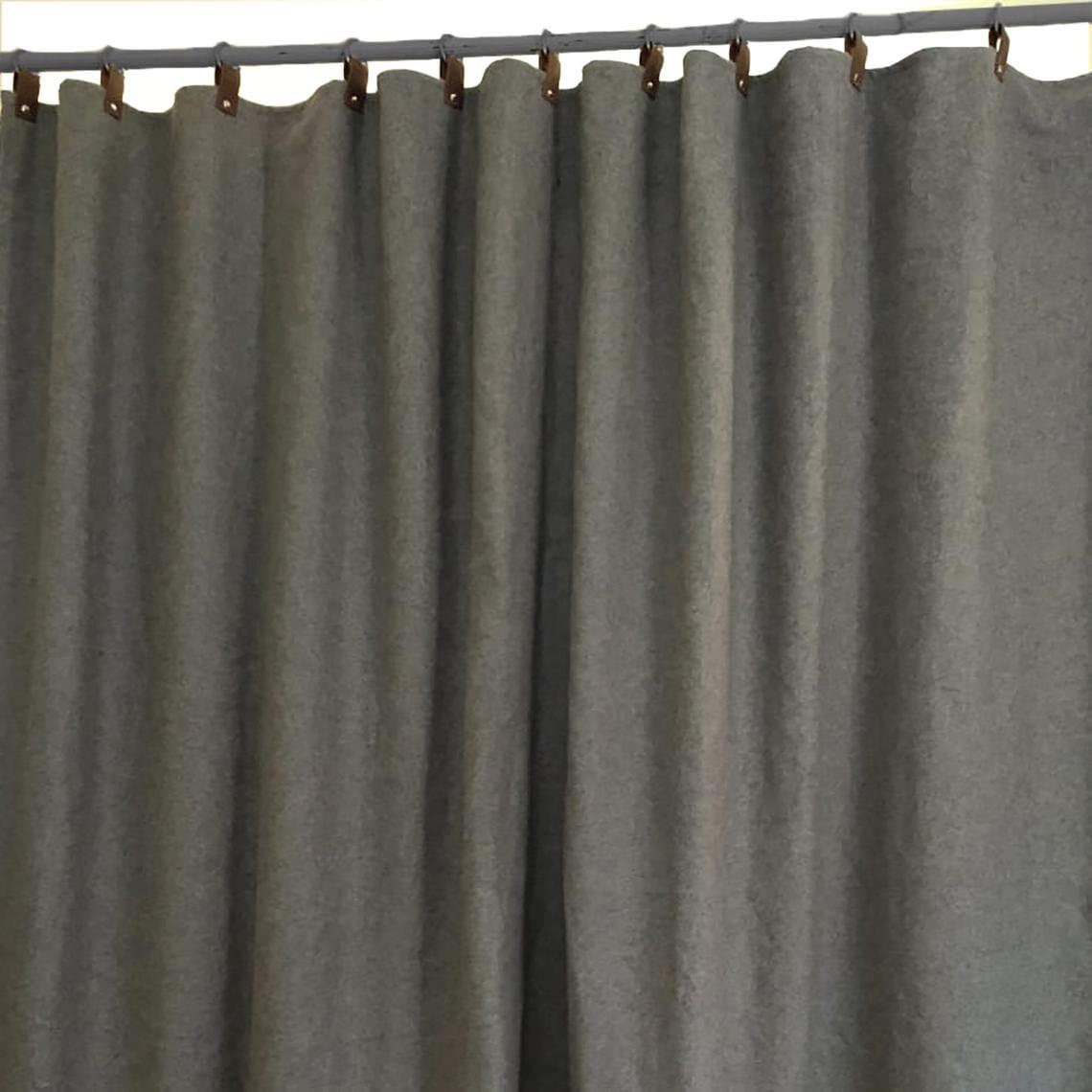 Leather Tab Curtains Custom Made Wool Felt Curtains Leather Etsy