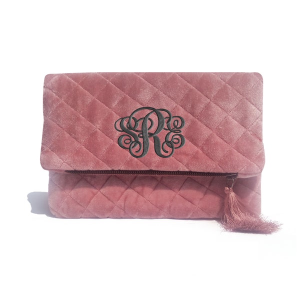 Dust Rose Pink Personalized Gift , Evening Clutch, Available in multiple colors, Interior zip pocket, Magnetic buttons closure, Formal purse