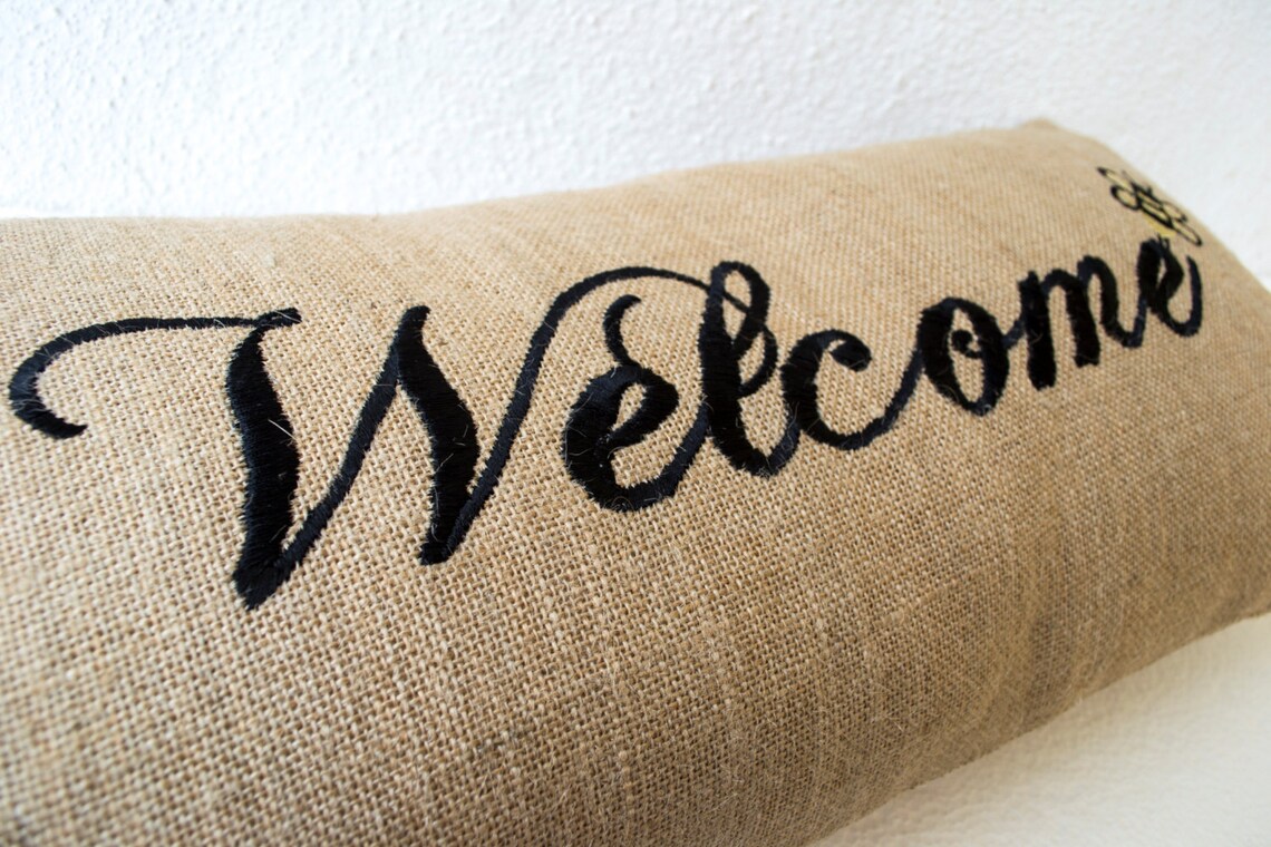 Pillow Decorative Pillow with Words Burlap Pillow Etsy