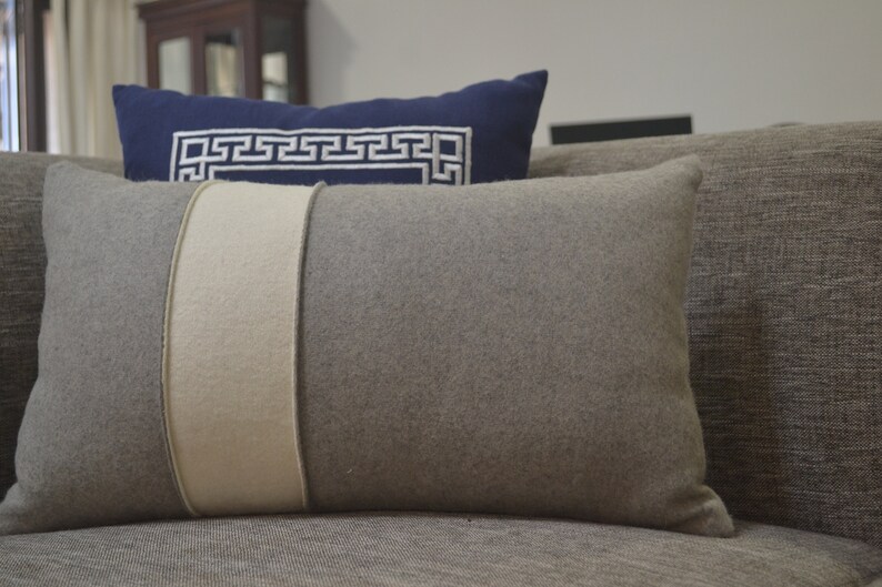 Felt Pillow Cover Light Grey Euro Sham Gray Lumbar Ivory Etsy