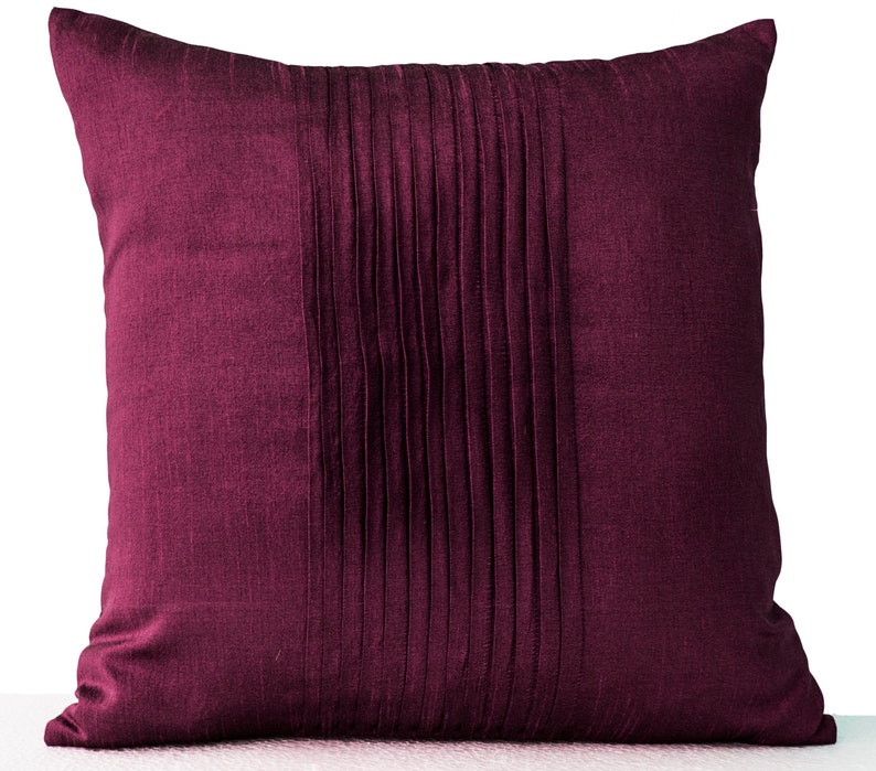 Purple Throw Pillow Cover Faux Silk Pleat Decorative Pillow Etsy