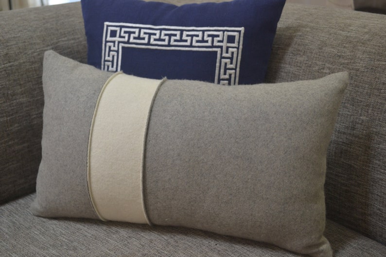 Felt Pillow Cover Light Grey Euro Sham Gray Lumbar Ivory Etsy