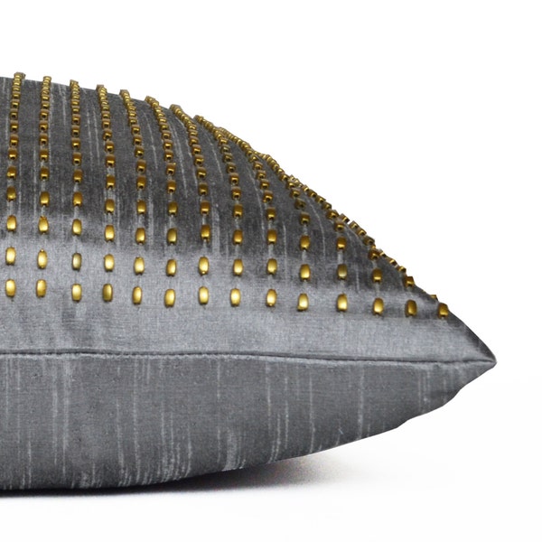 Grey Gold Pillow Etsy