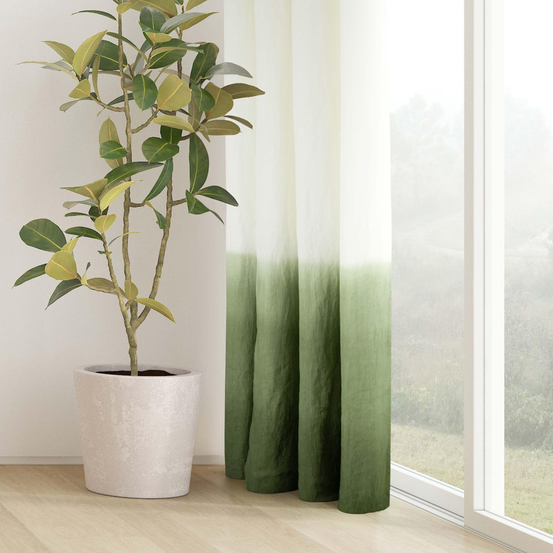 Evergreen Ombre Quilted Curtains NCU0NXD1292