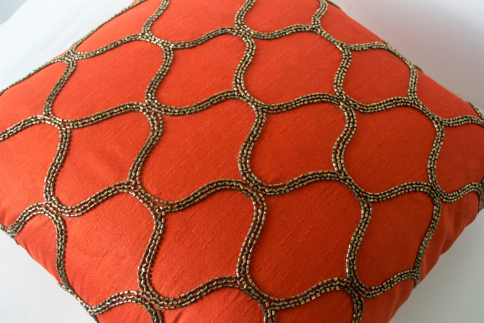Orange Decorative Pillow Silk Pillow Covers Orange Brown Etsy