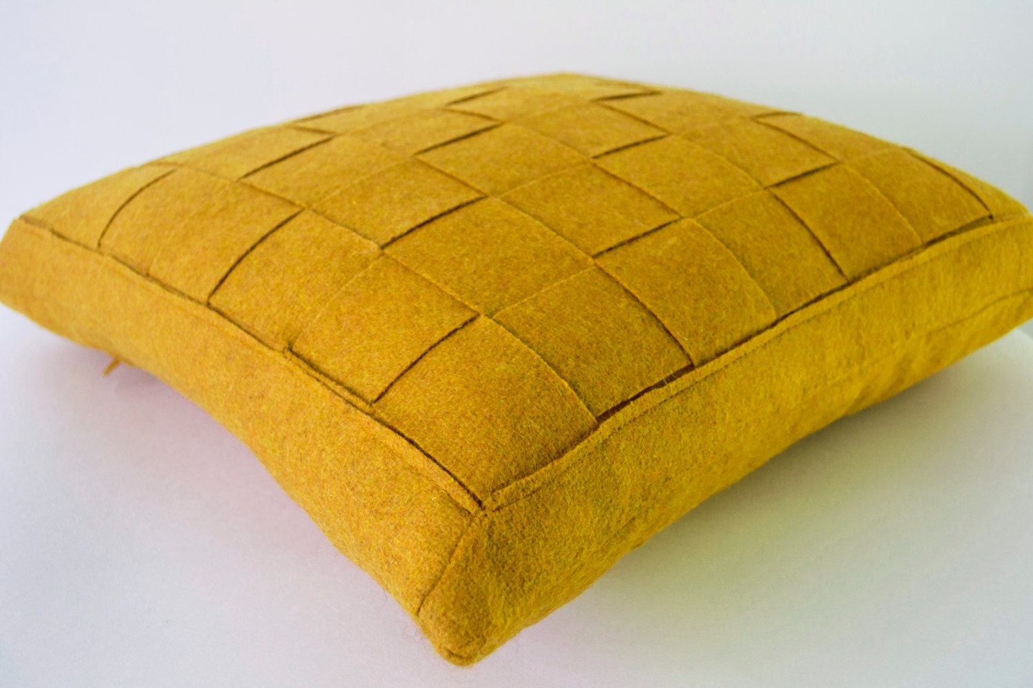 Mustard Yellow Pillowcase Wool Pillow Cover Felt Weave Etsy