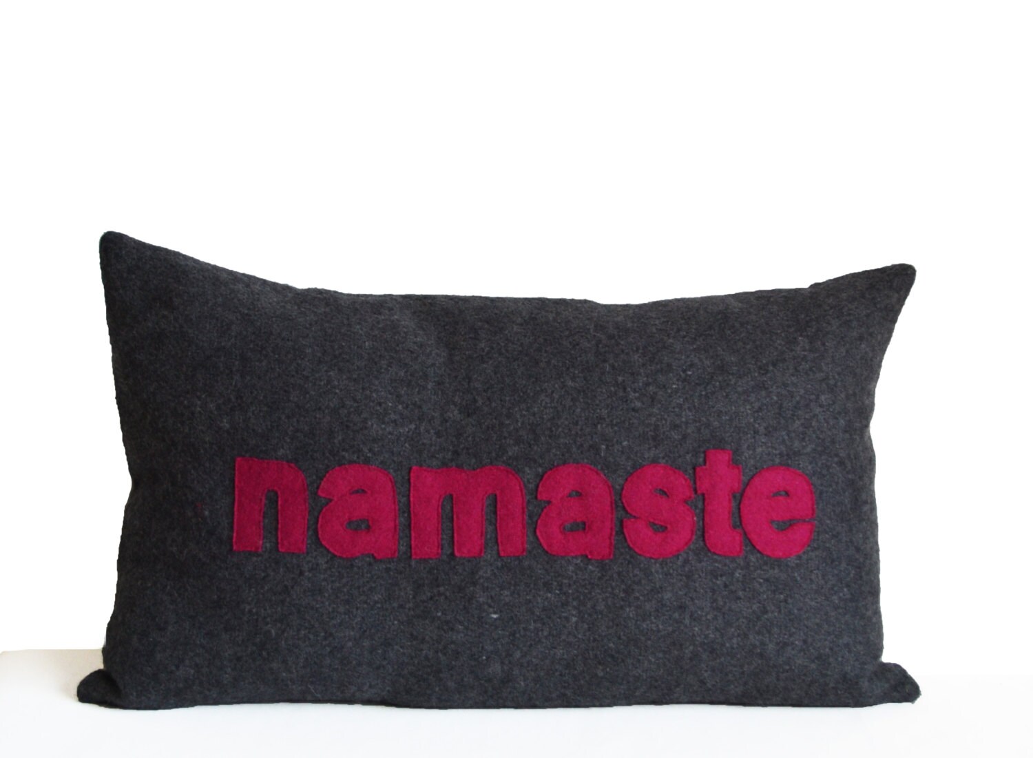 Word Pillow Namaste Throw Pillow Yoga Pillow Felt Pillow Etsy