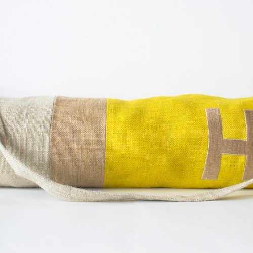 Monogram Yoga Bags Burlap Yoga Bag Color Block Yoga Mat Etsy