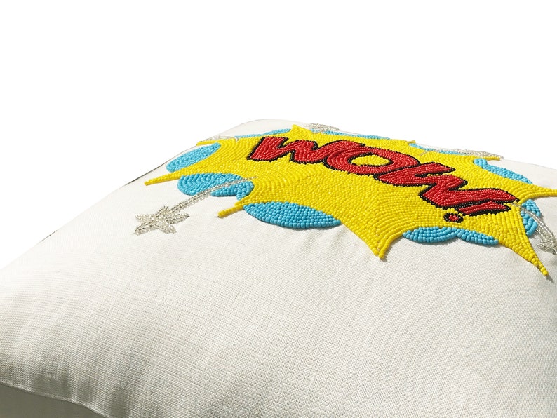 Pop Art Pillow Cover WOW Linen Pillow Pop Art Comic Book Etsy