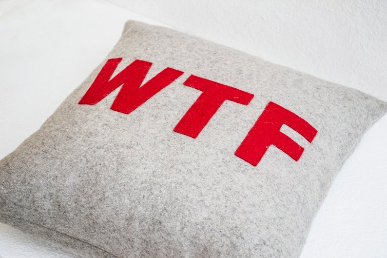 Alphabet Cushion Felt Pillow Birthday Present Roomies Gift Message Pillow Decorative Dorm Pillow Grey Red Felt Pillows