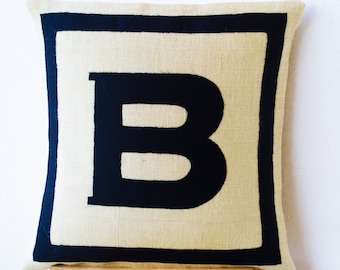 Personalized Burlap Monogram Pillow Cover: Handmade Nursery or Dorm Decor