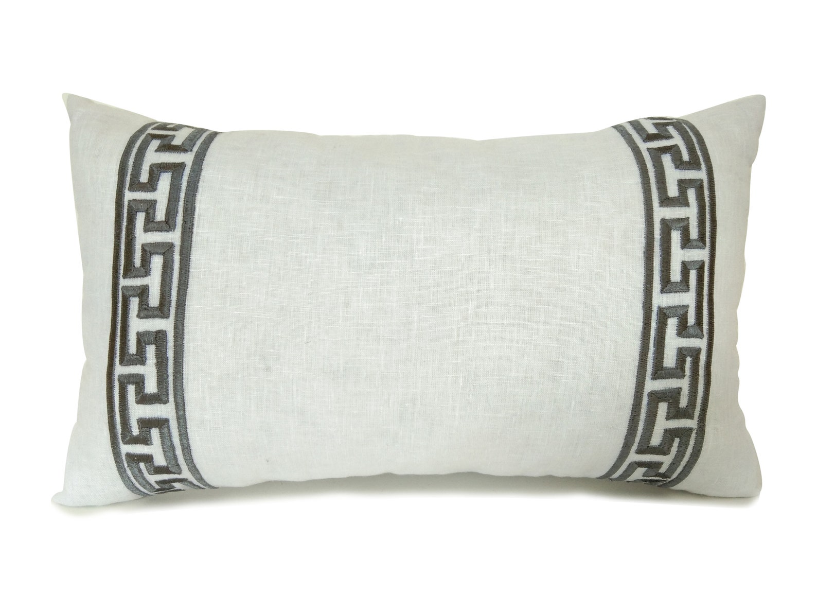 Linen Pillowcase Greek Key Pillow Cover Housewarming Gift Etsy