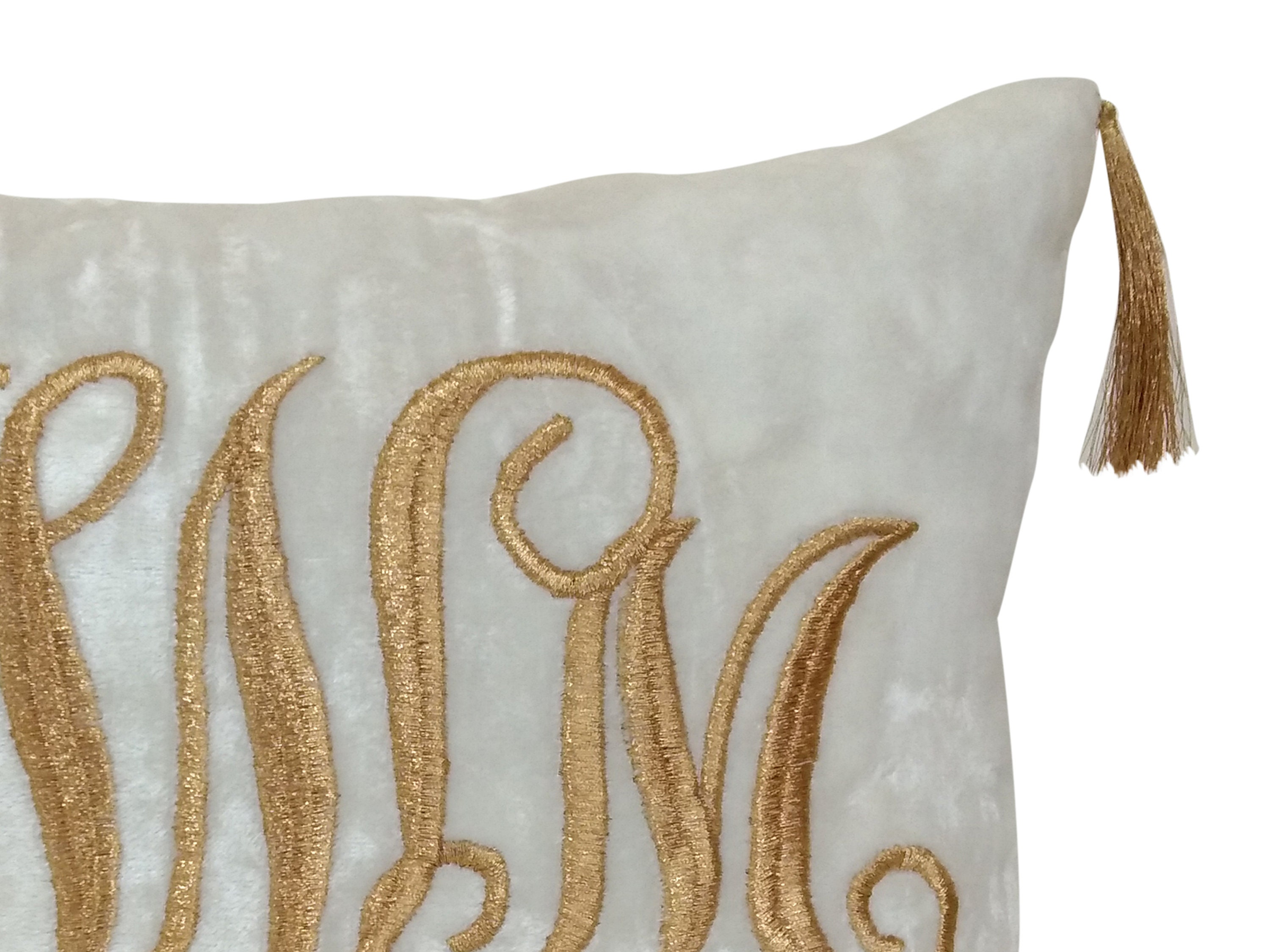 Monogram Pillow Cover or DIY Iron on for pillows, Gold Monogram