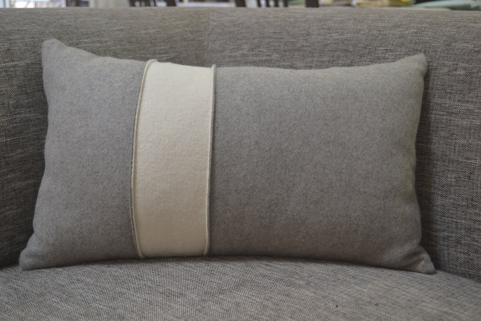 Felt Pillow Cover Light Grey Euro Sham Gray Lumbar Ivory Etsy