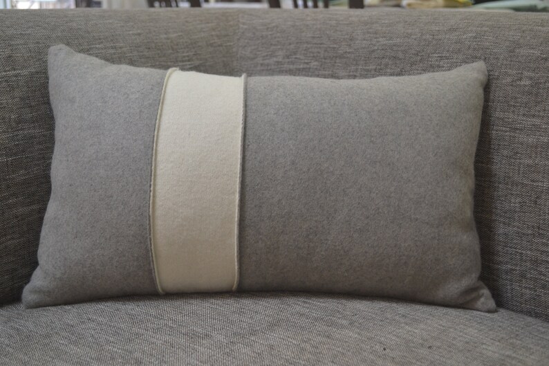 Felt Pillow Cover Grey Euro Sham Gray Lumbar Ivory Pillow ...
