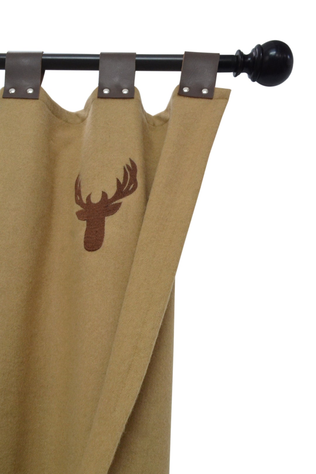 Beige and Brown Cottage Curtains, Beige Brown Wool Curtains for Doors