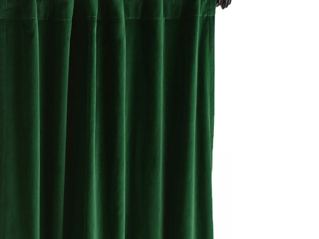 Emerald Green Curtain Cotton Velvet Curtain Velvet Curtain Etsy