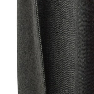 Double Layer Grey Chevron Curtain, Grey Chevron Curtain With Thermal Backing, Draft Blocking Drapes, Custom Made Woolen Curtains