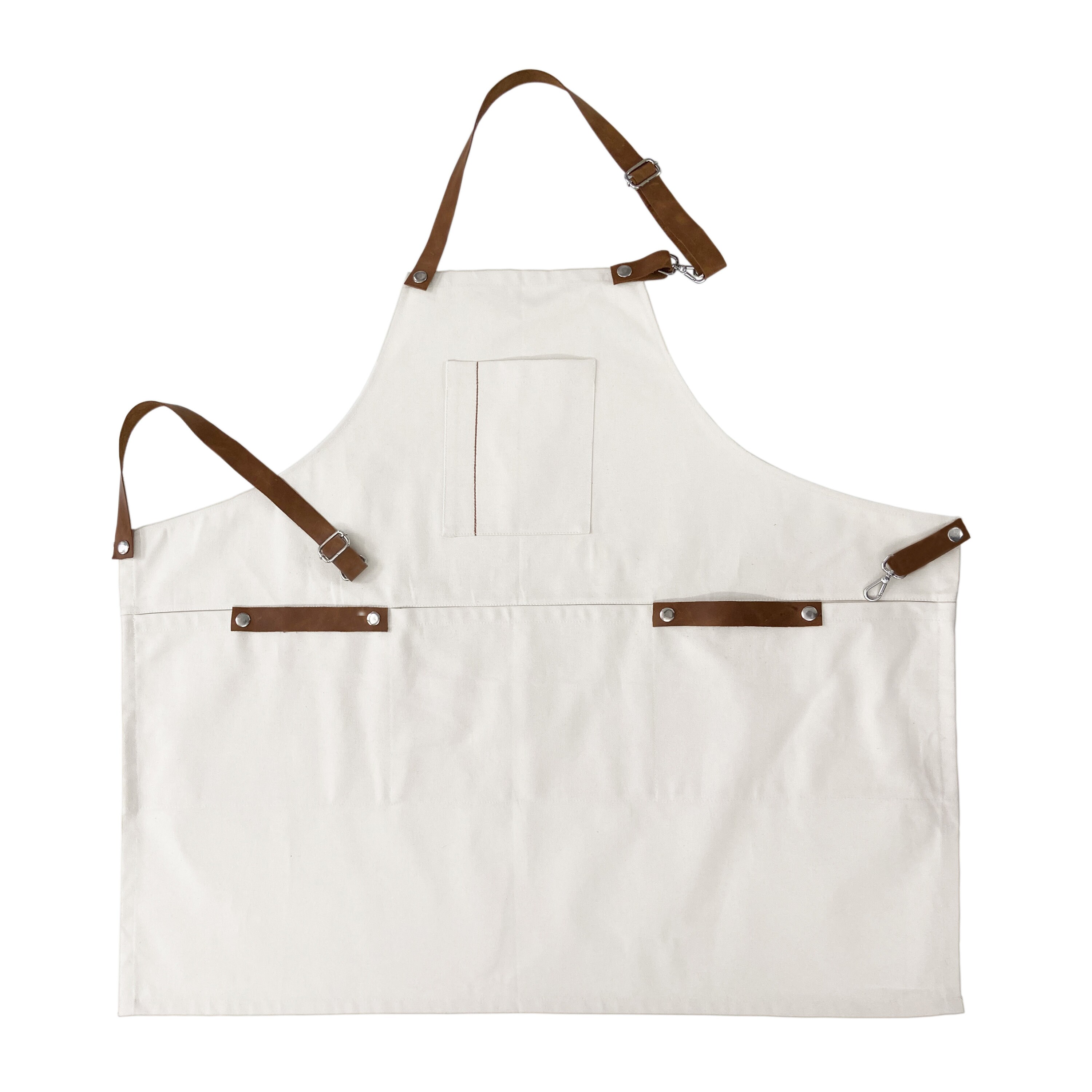 Apron for Cooking, Apron With Removable Leather Straps, Washable Cotton Apron, Unisex Apron, Available in Multiple Colors, Bartender Apron