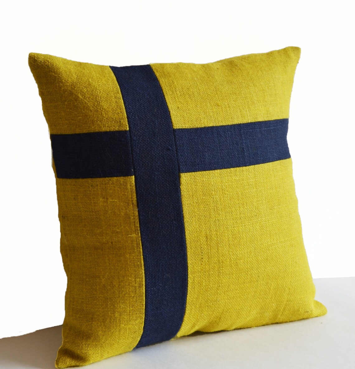 Burlap Pillow Cover Nautical Pillow Oceanic Pillow Yellow Etsy