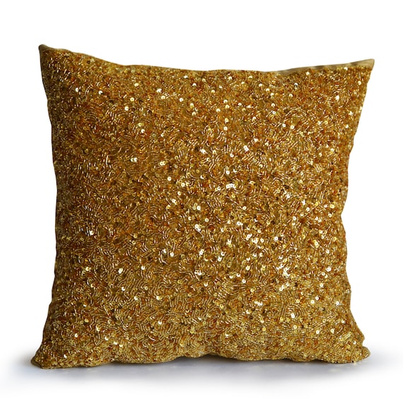 Items similar to Gold Pillow Cover, Decor Gold Throw Pillow, Metallic