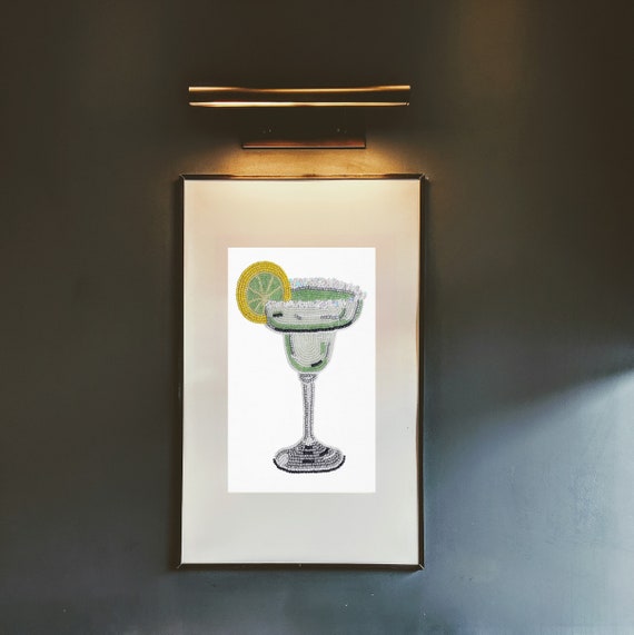 Beaded Margarita Cocktail Wall Art: Retro Bar Cart Decor, Handmade Drink Art For Homes, Bars, Restaurants