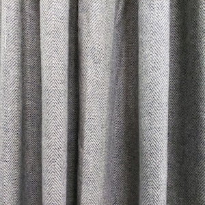 Energy Efficient Curtains, Chevron Wool Curtains, UV Protection Curtains, Herringbone Drapery, Summer Window Curtains, Leather Tab Curtains