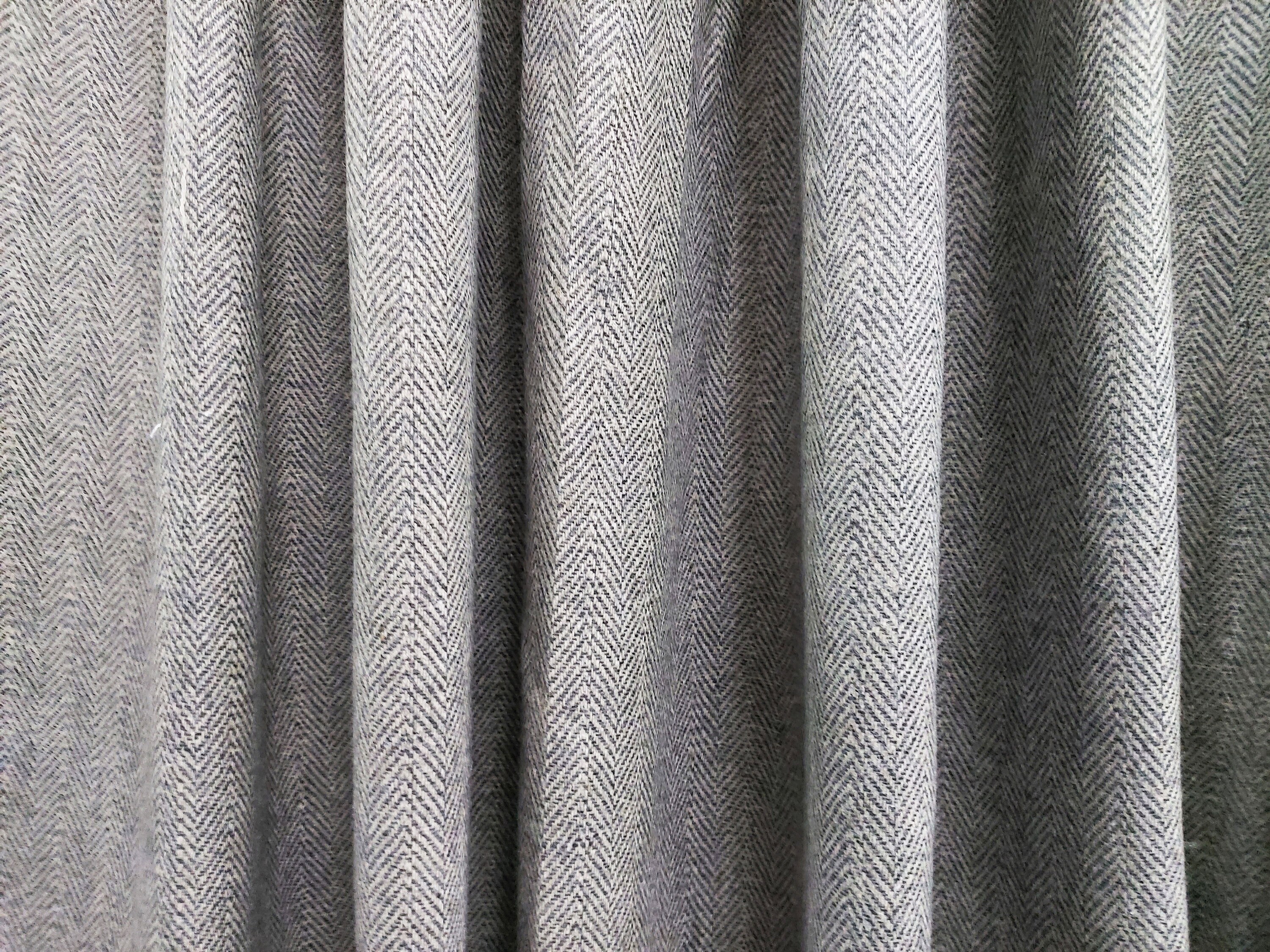 Herringbone Wool Curtains With Brass Snap Buttons Chevron Etsy UK