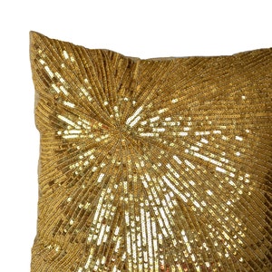 Kissenbezug mit goldenen Pailletten und geometrischem Muster, glamouröser Sternenmuster-Kissenbezug, handgefertigte Luxus-Wohndekoration, Geschenk für Sie, 35 x 35 cm bis 66 x 66 cm
