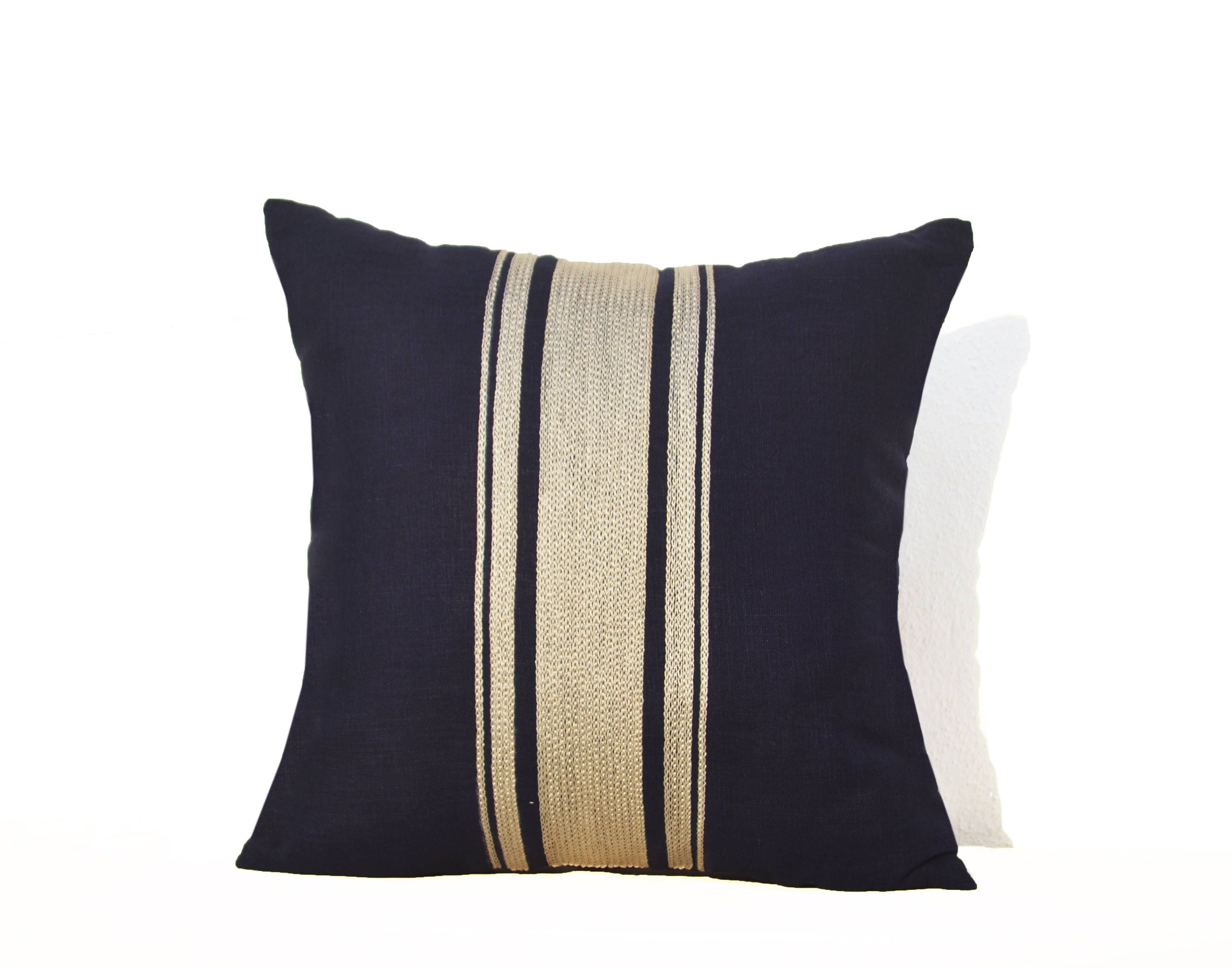 Navy Blue Pillow Covers Linen Pillow Case Grey Throw Pillow Etsy