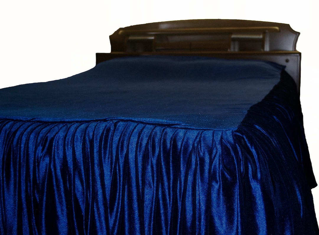 Skirted Bedspread Navy Blue Bedspread Velvet Bedspread King Etsy