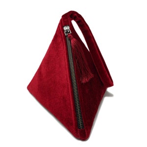 Velvet Purse, Evening Purse, Black Evening Purse, Navy Blue Evening Purse, Deep Red Velvet Handbag, Small Velvet Handbags, Pyramid Purse