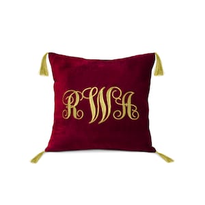 Velvet Cushion, Velvet Monogram Pillow Cover, Wedding Pillows, Gold Pillow, Customized Pillows, Anniversary Gifts, Decorative Pillow Cases