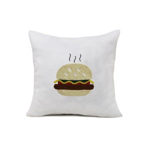 Beaded Happiest Meal Pop Art Pillow Cover, Kitchen Dining Room Pillow Cover, Fast Food Pillow Cover, Hamburger Fries and Drink Pillow Cases