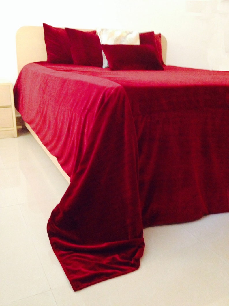 Luxury Dark Red Bedspread 5 Pillow Cover Couture Luxe Velvet Etsy