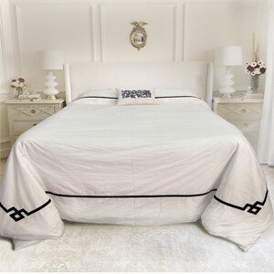 Greek Key Duvet Cover, 400TC 100% Cotton Duvet Cover, White Cotton Duvet Cover, White Cotton Bedding, Cotton Shams, Greek Key Pillow