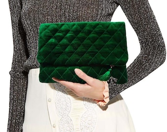 Green velvet clutch Clearance