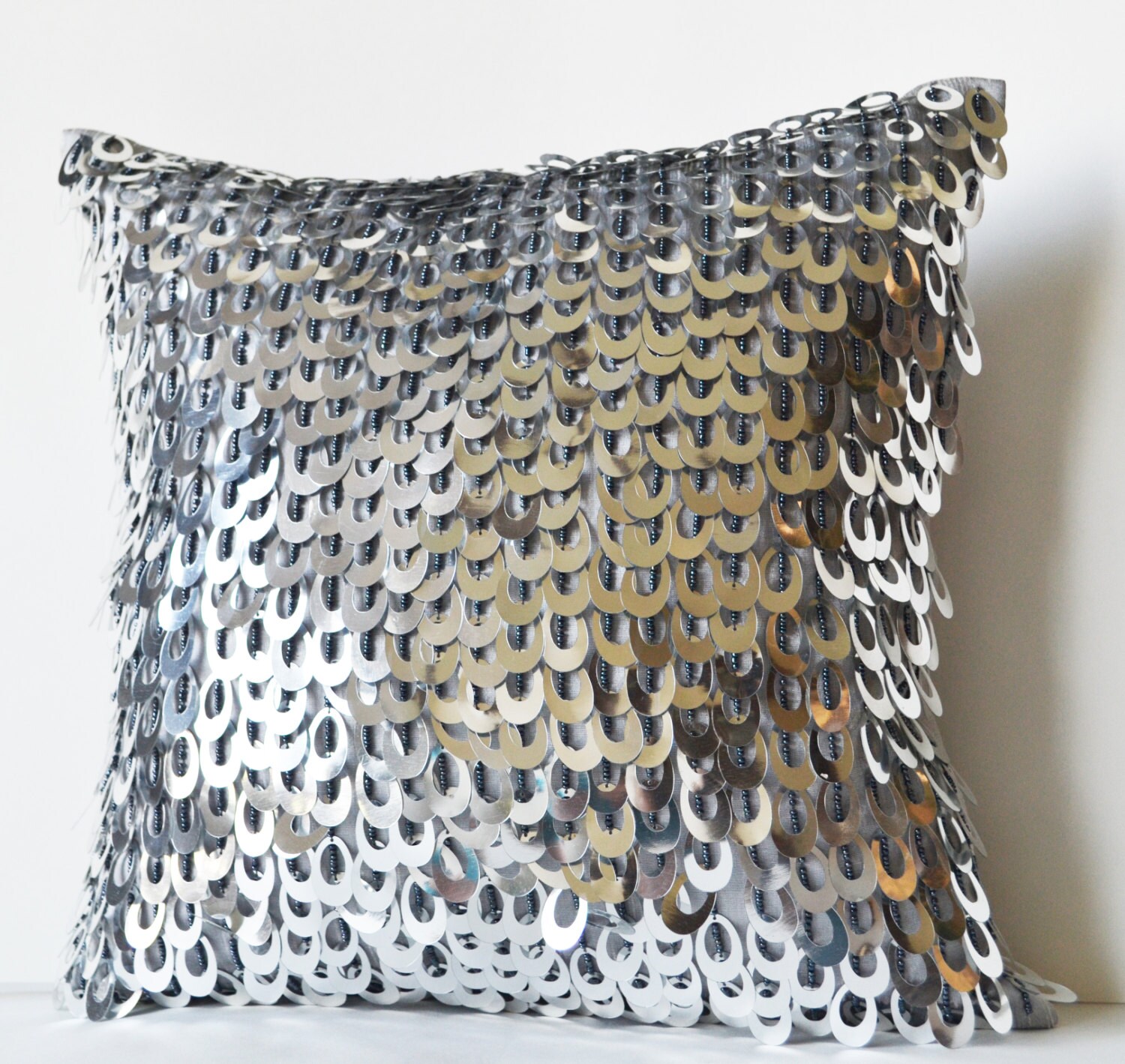 grey sequin cushion