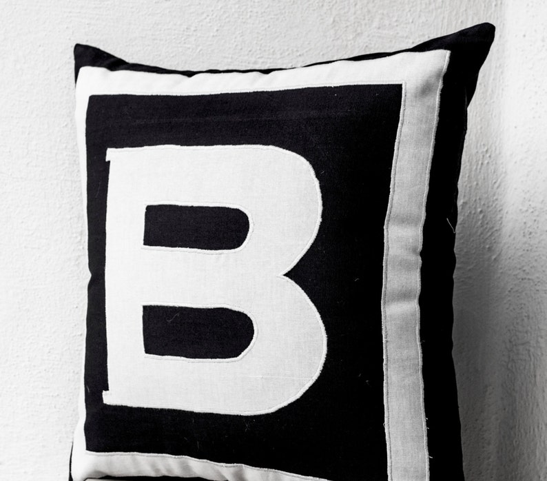 Personalized Monogram Black Pillow Cover Big letter Pillow Etsy